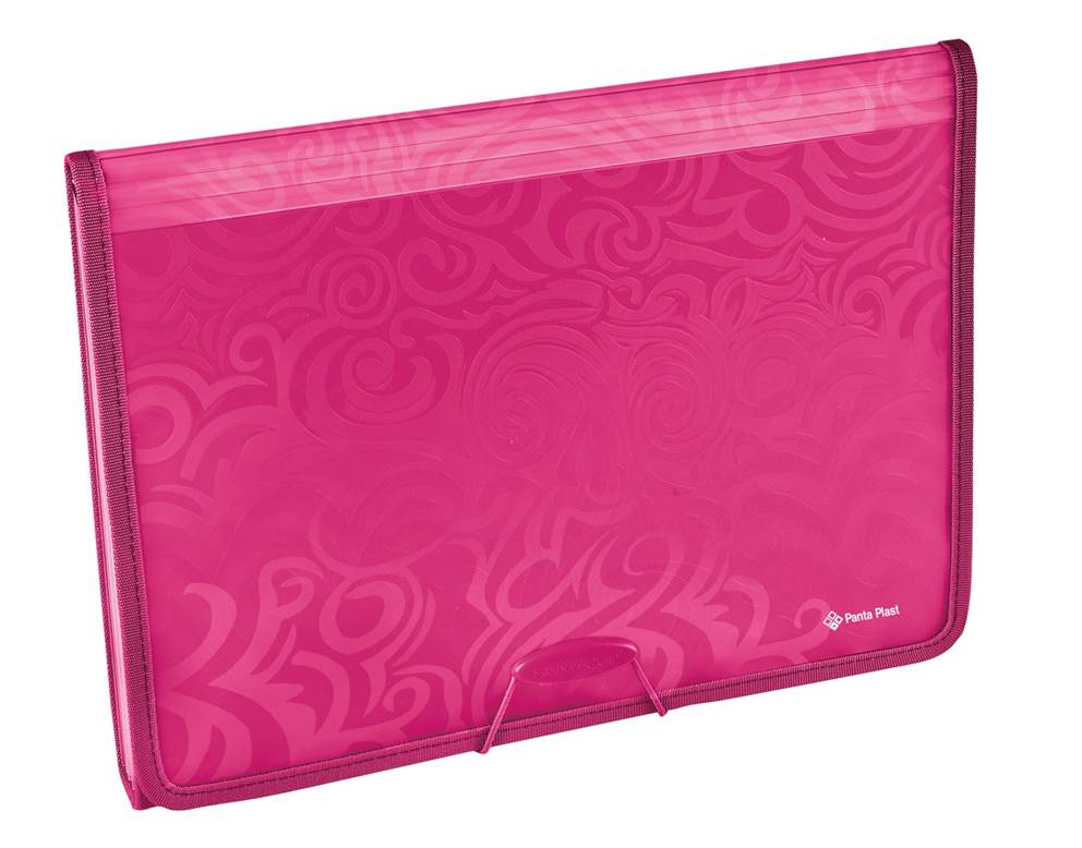 TAI CHI FOLDER A4 Z SZEŚCIOMA PRZEGRODAMI MALINOWY Panta Plast