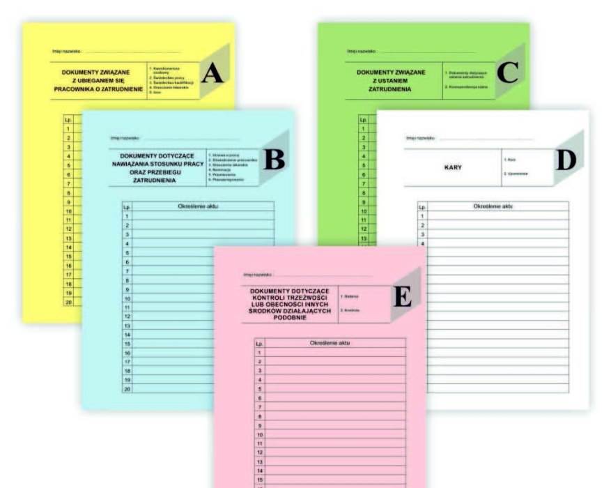 Przekładki do akt osobowych  Część  E PANTA 10szt