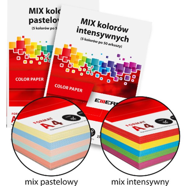 Papier kolor A4 80g mix intensywne Emerson 100ark