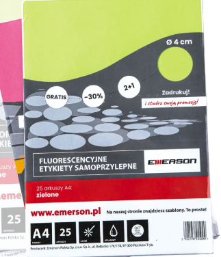 Etykiety samop A4L  kółka śr 4cm/25 Emers pomarańc