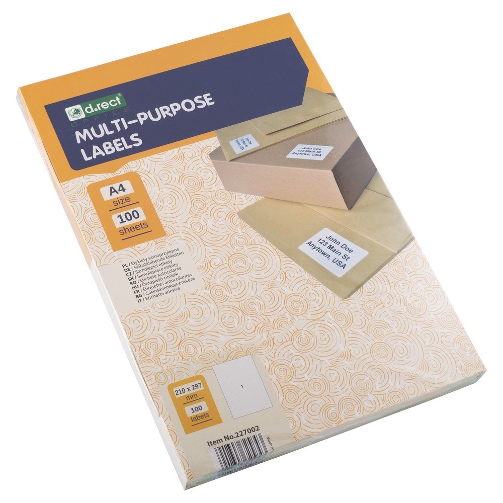 ETYKIETA SAMOPRZYLEPNA D.RECT A4 210x297 100ark