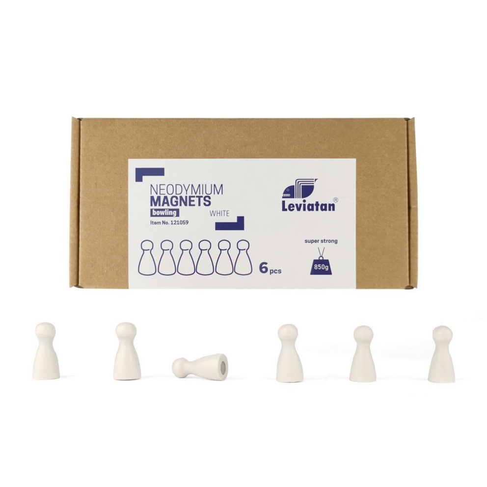 Magnesy neodymowe  Leviatan BOWLING BIAŁE 6szt