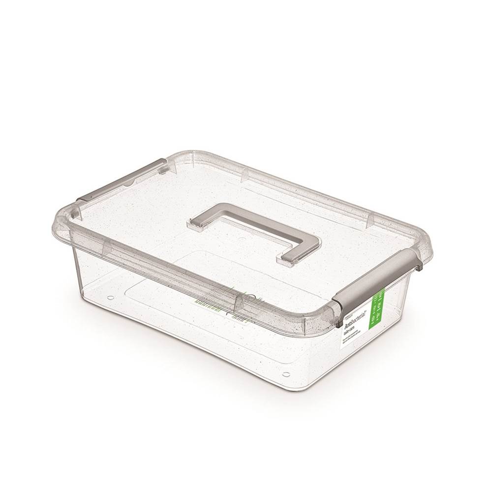 Pojemnik antybakteryjny MOXOM Antibacterial, z rączką, 8,5l, (390 x 290 x 110mm), transparentny