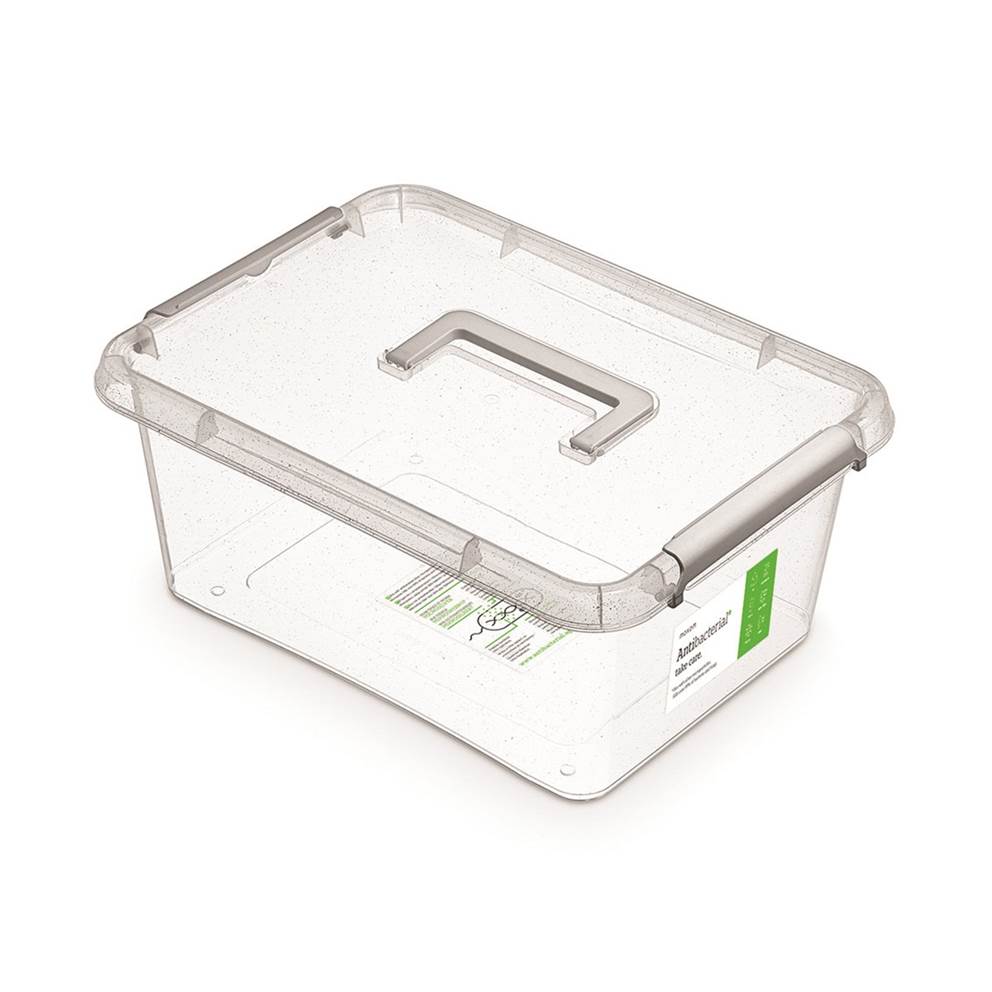 Pojemnik antybakteryjny MOXOM Antibacterial, z rączką, 12,5l, transparentny