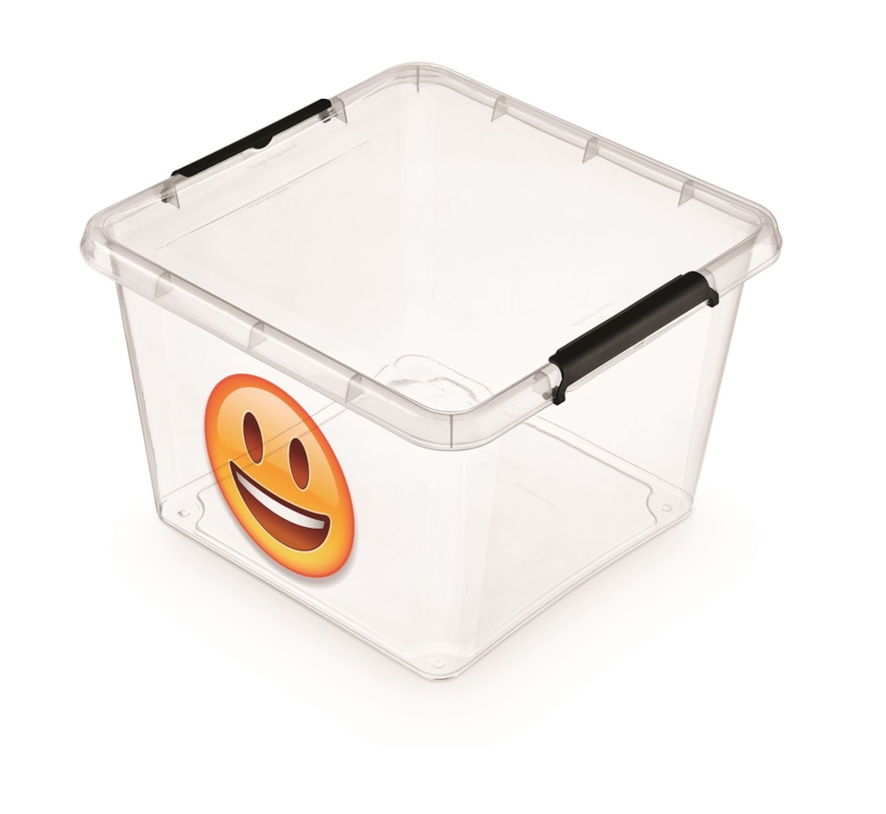 Pojemnik do przechowywania MOXOM Simple box emotikon, 32l, transparentny