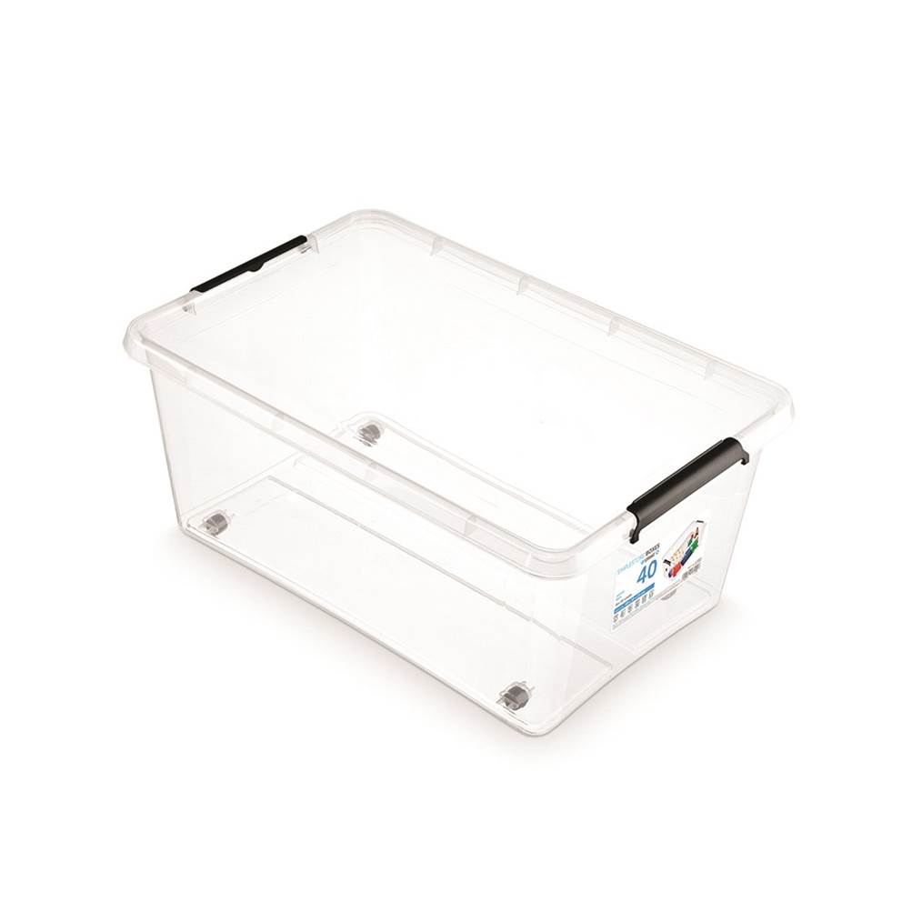 Pojemnik do przechowywania MOXOM SimpleStore Box, 40l, z klipsem, na kółkach, transparentny