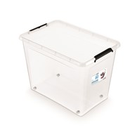 Pojemnik do przechowywania MOXOM SimpleStore Box, 80l, z klipsem, na kółkach, transparentny