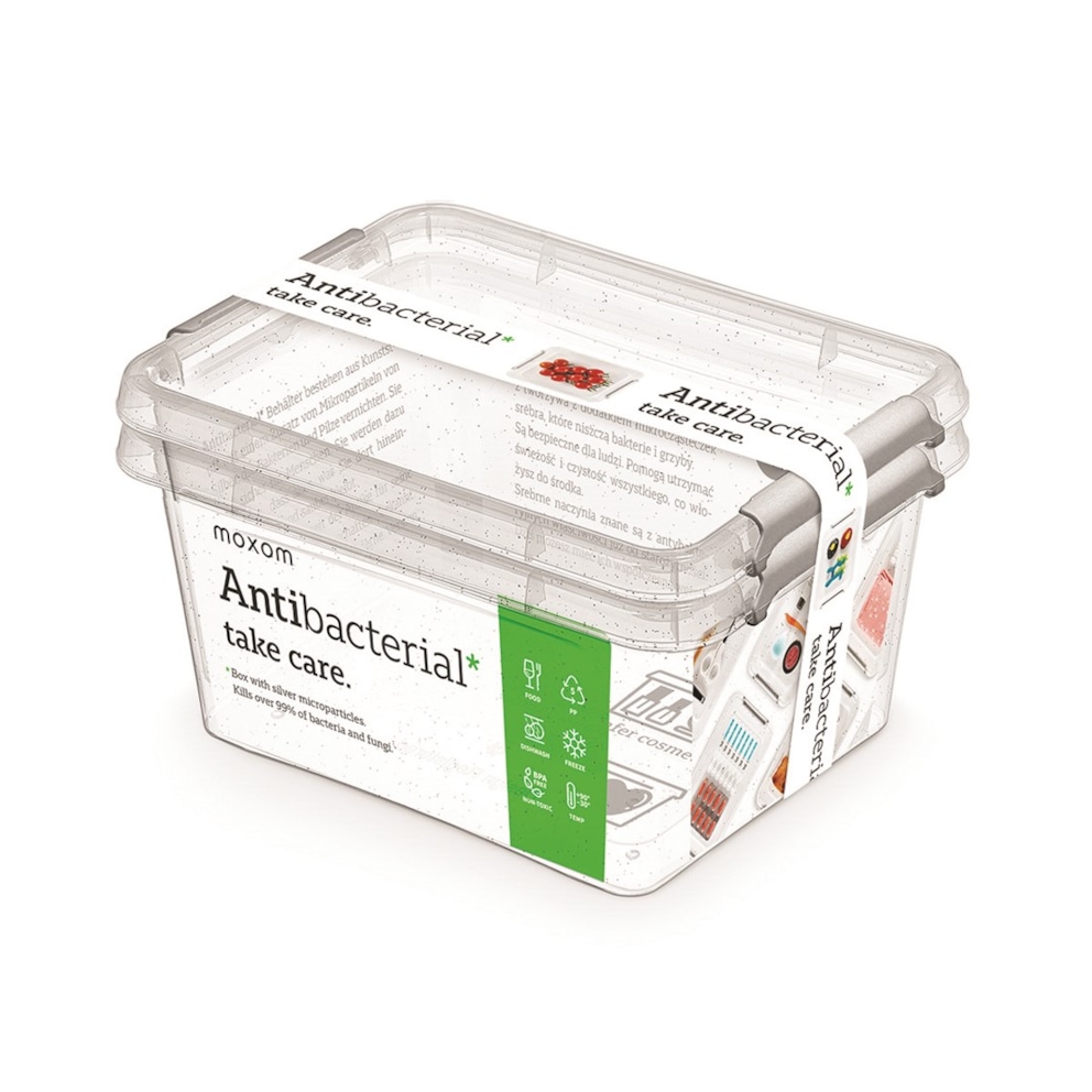 Zestaw pojemników antybakteryjnych MOXOM Antibacterial, 2x1,6l, transparentny