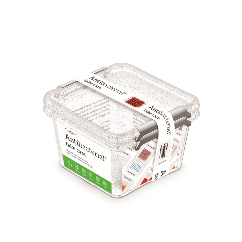 Zestaw pojemników antybakteryjnych MOXOM Antibacterial, 2x1,15l, transparentny