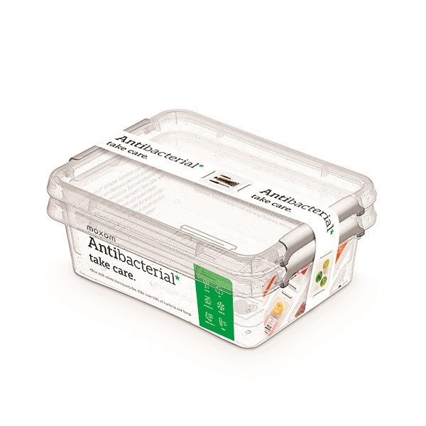 Zestaw pojemników antybakteryjnych MOXOM Antibacterial, 2x1,15l, transparentny