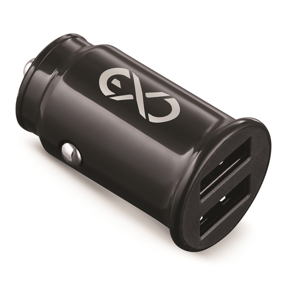 Uniwersalna ładowarka samochodowa EXC Cute, 2xUSB, 2,4A, czarna