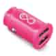 Uniwersalna ładowarka samochodowa EXC Cute, 2xUSB, 2,4A, różowa