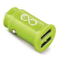 Uniwersalna ładowarka samochodowa EXC Cute, 2xUSB, 2,4A, limonkowa