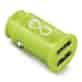 Uniwersalna ładowarka samochodowa EXC Cute, 2xUSB, 2,4A, limonkowa
