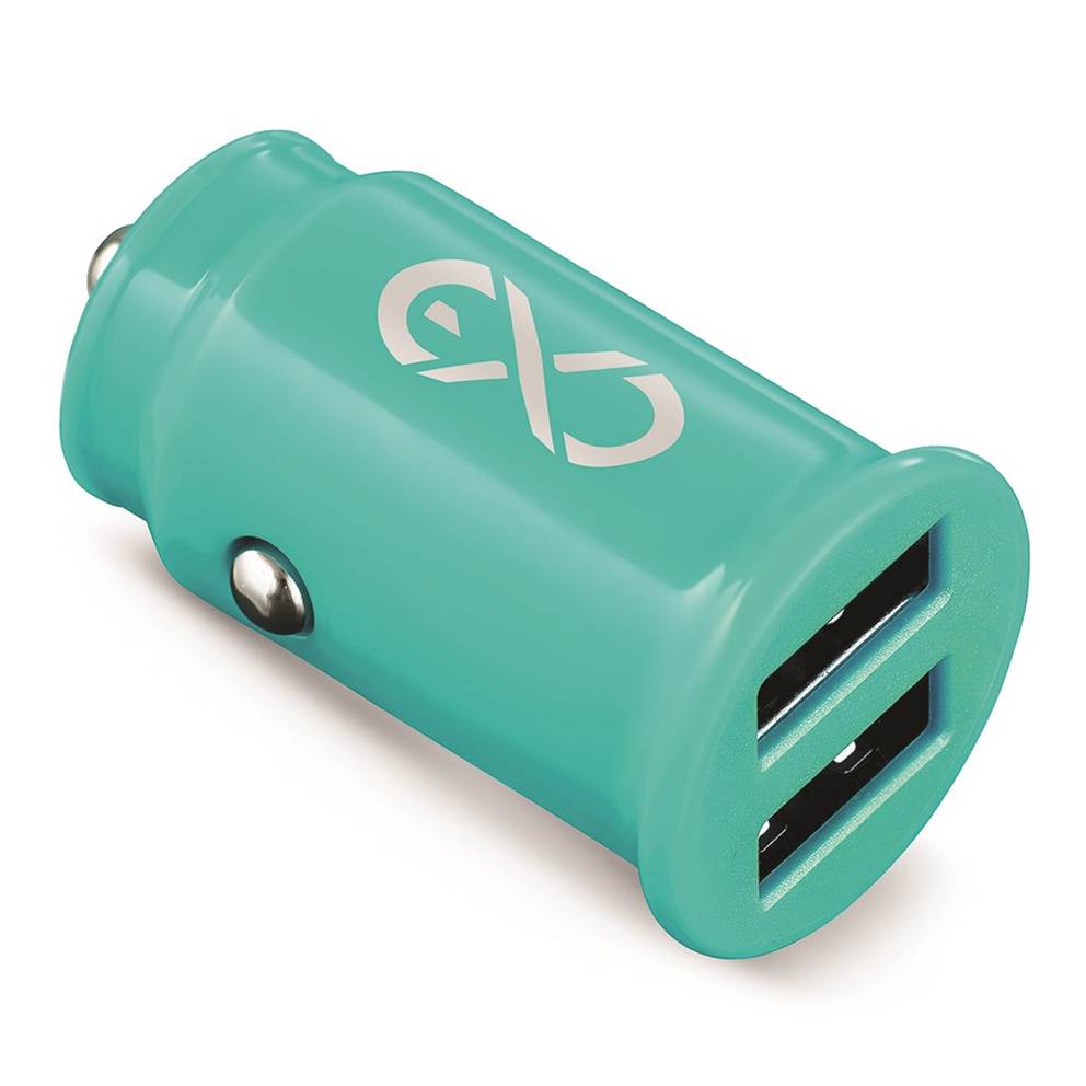 Uniwersalna ładowarka samochodowa EXC Cute, 2xUSB, 2,4A, miętowa