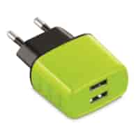 Uniwersalna ładowarka sieciowa EXC Cute, 2xUSB, 2,4A, limonkowa
