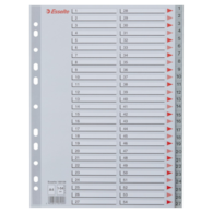 Przekładki plastikowe szare  PP numeryczne A4 Esselte, 1-54