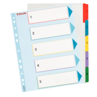 Przekładki karton. Mylar A4 Maxi z lamin. kartą do wielokrotnego opisywania, 1-5