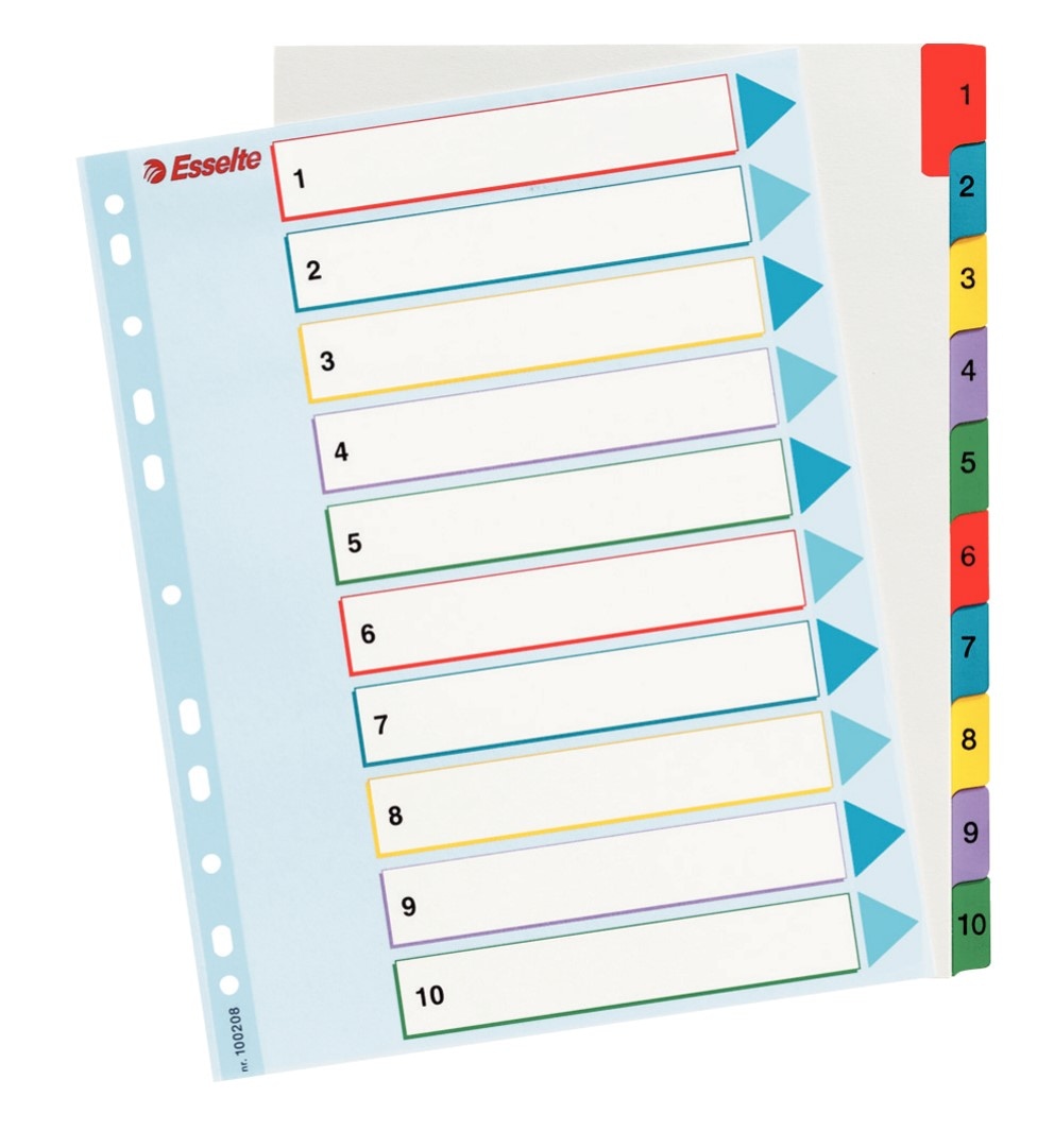 Przekładki karton. Mylar A4 Maxi z lamin. kartą do wielokrotnego opisywania, 1-10