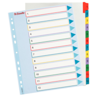 Przekładki karton. Mylar A4 Maxi z lamin. kartą do wielokrotnego opisywania, 1-12