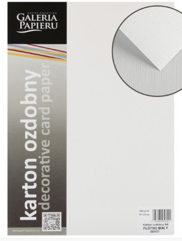 Karton ozdobny Płótno biały 20 szt./op. 240 g/m2 ARGO