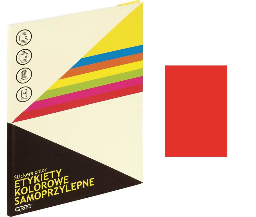 Etykiety samoprzylepne kolorowe A4 czerwony  op. = 25 arkuszy