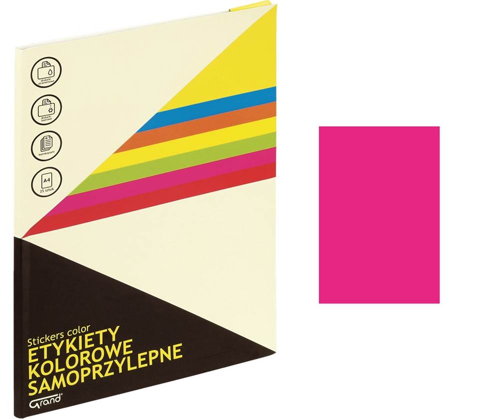 Etykiety samoprzylepne kolorowe A4 różowy op. = 25 arkuszy