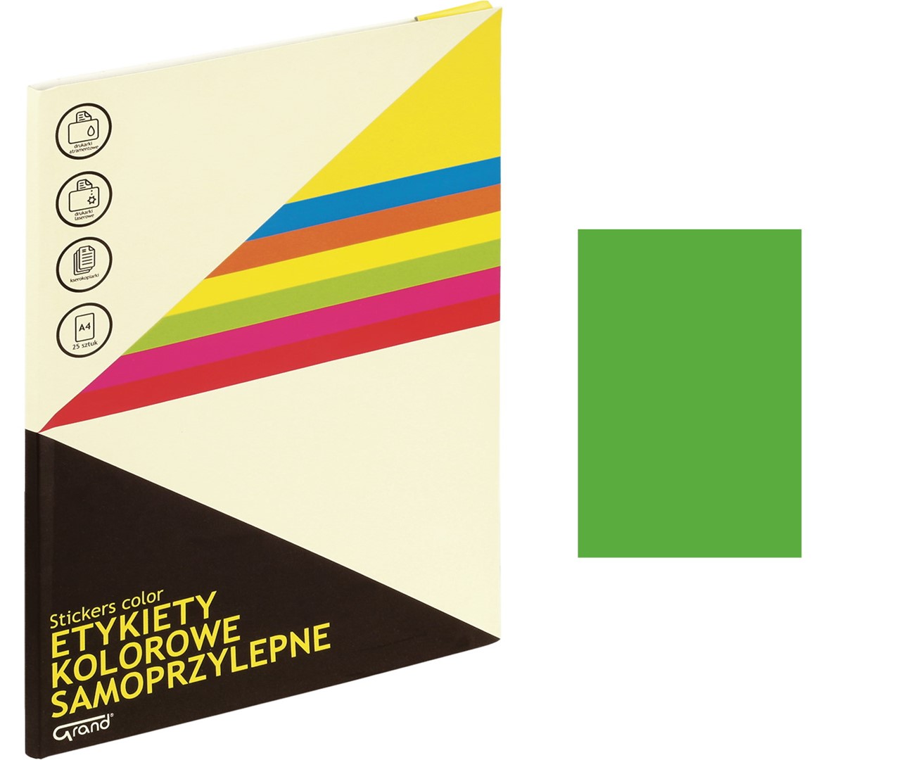 Etykiety samoprzylepne kolorowe A4 zielony op. = 25 arkuszy