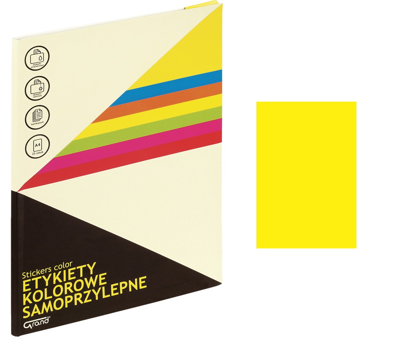 Etykiety samoprzylepne kolorowe A4 żółty op. = 25 arkuszy