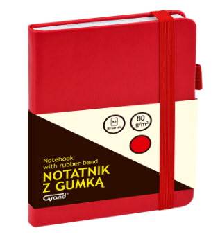 Notes A6 80k krata czerwony z gumką Grand