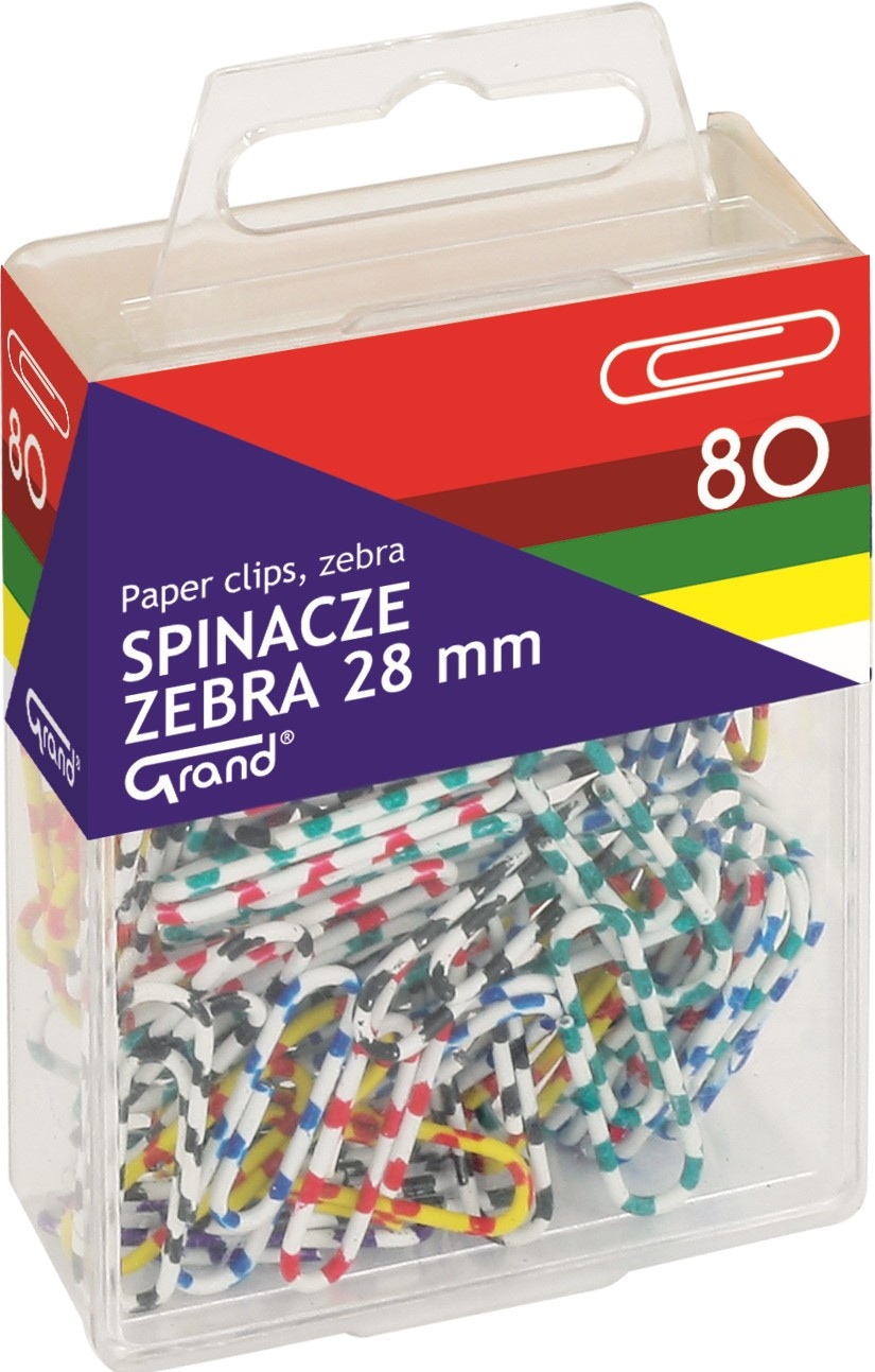 Spinacz R-28 Zebra 80 szt. plastikowe opakowanie
