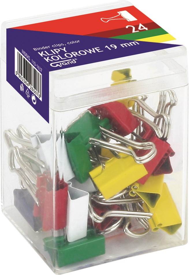 Klip 19mm mix kolorów plastikowe opakowanie