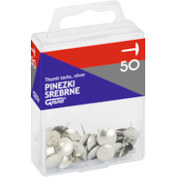 Pinezki srebrne 50 szt. plastikowe op.akowanie