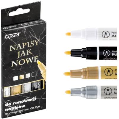 Marker olejowy GRAND 4 kol. do renowacji napisów GR-25M