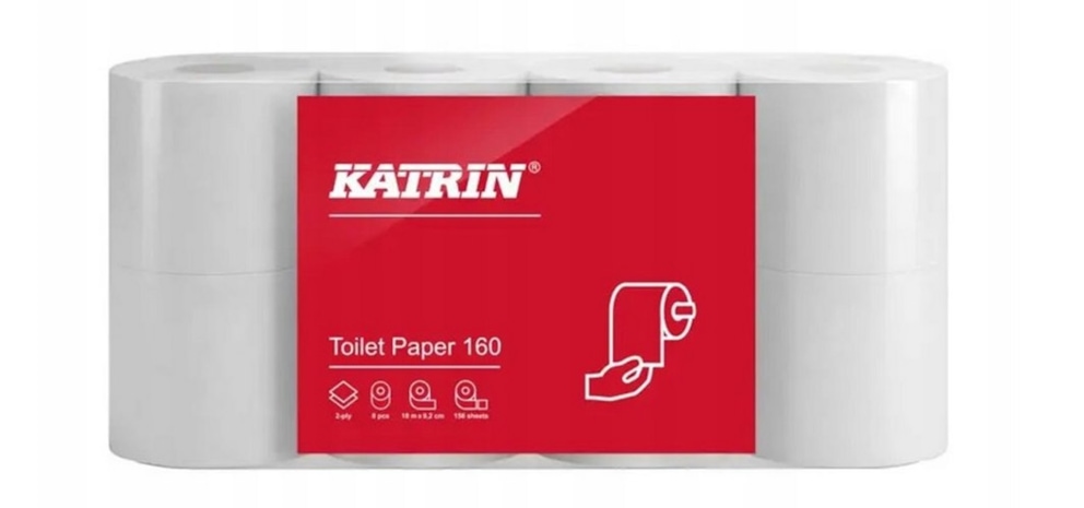 Papier toaletowy KATRIN PLUS Toilet 160, biały, 2 warstwy