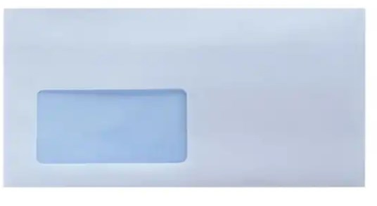 Koperty białe DL SK okno lewe 110x220mm poddruk niebieski 80g 1000 szt.