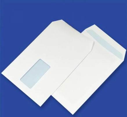 Koperty białe C5 SK kb okno lewe 162x229mm poddruk niebieski 90g 500 szt.