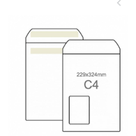 Koperty białe C4 SK okno lewe 229x324mm poddruk niebieski 90g 250 szt.