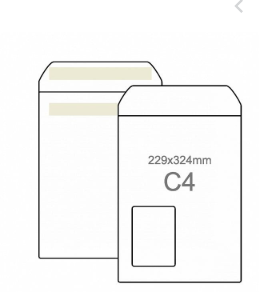 Koperty białe C4 SK okno lewe 229x324mm poddruk niebieski 90g 250 szt.