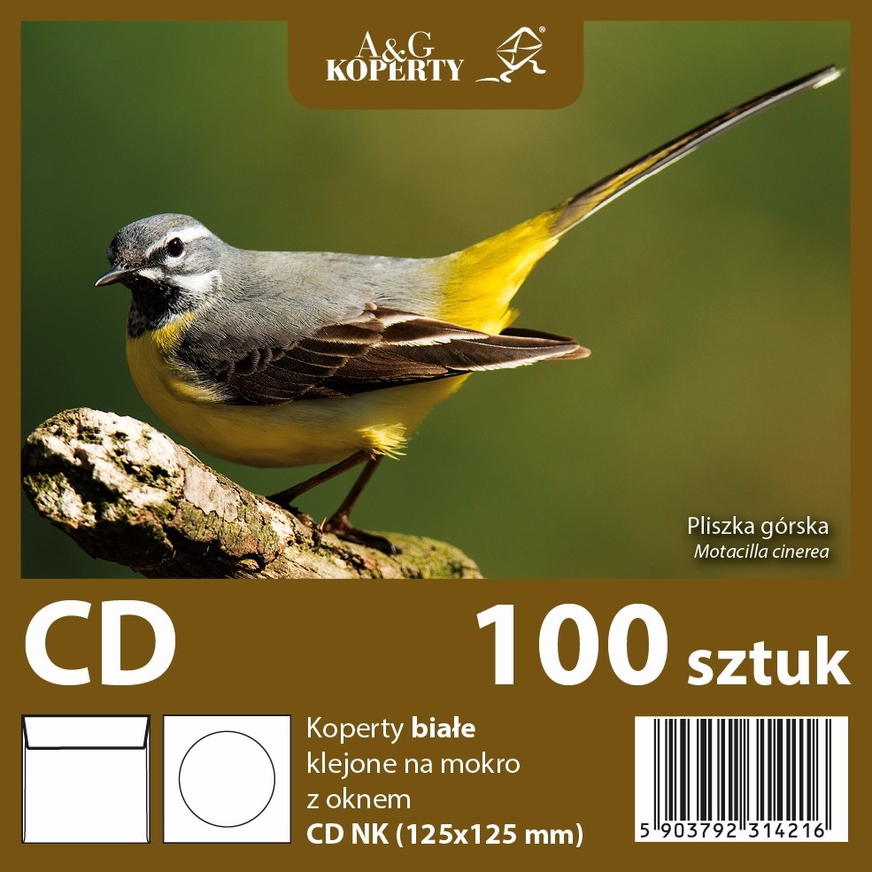 Koperty białe CD NK z oknem (125 x 125 mm) 100 szt.
