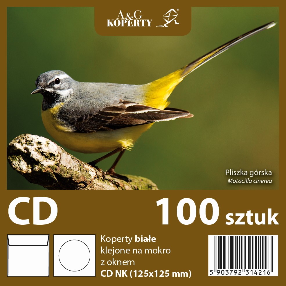 Koperty białe CD NK z oknem (125 x 125 mm) 100 szt.