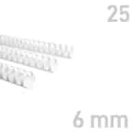 Grzbiety plastikowe - O.COMB Okrągłe - A4 6mm 25szt białe