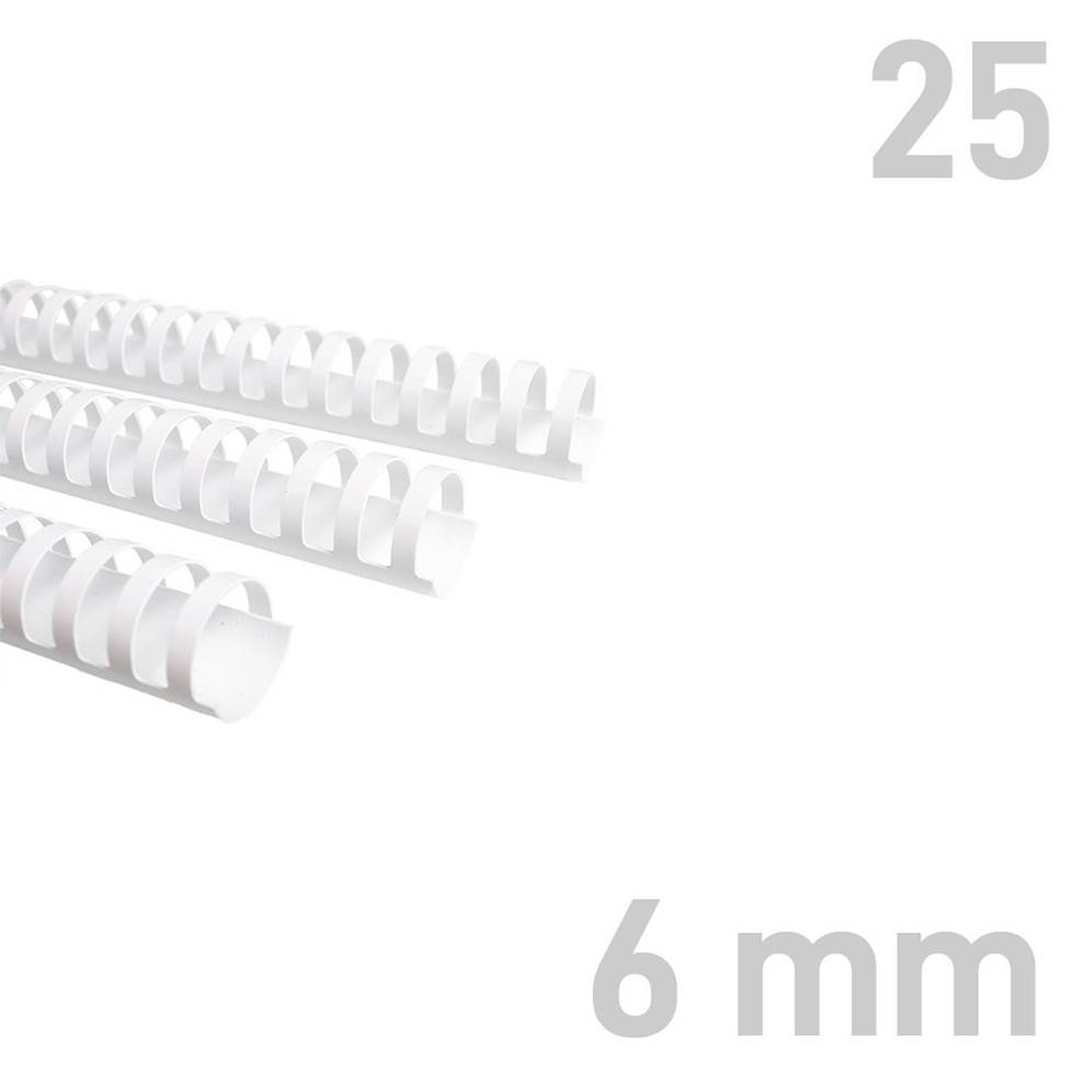 Grzbiety plastikowe - O.COMB Okrągłe - A4 6mm 25szt białe