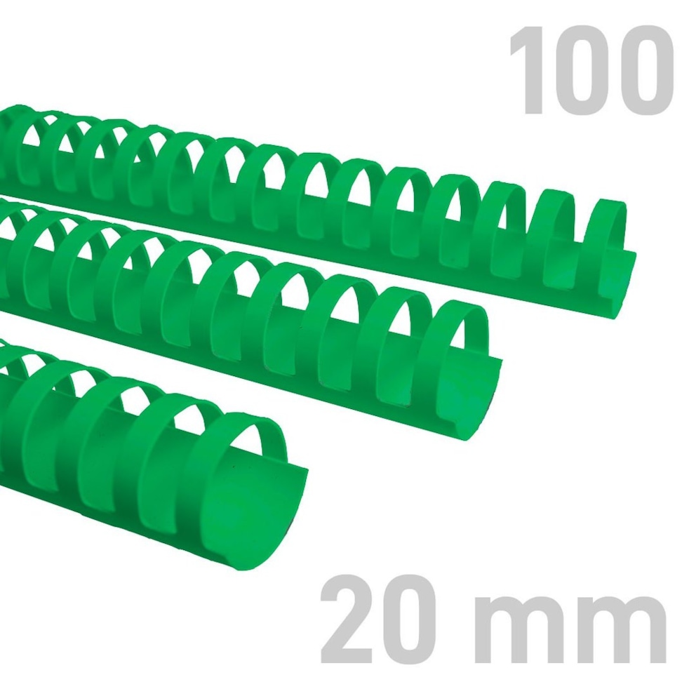 Grzbiety plastikowe - O.COMB Okrągłe - A4 20 mm 100 szt. zielone