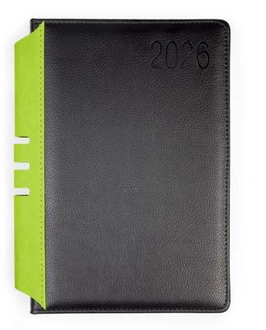 O.Diary A5, Jowisz, czarno-zielony, na rok 2026 układ dzienny