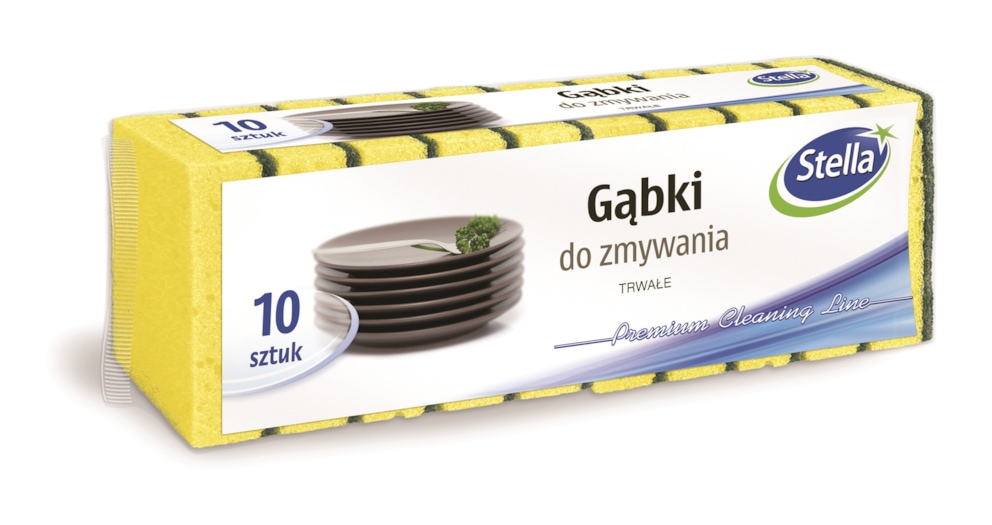 Gąbki do zmywania STELLA, 10 szt., pianka mix kolorów, czarna fibra