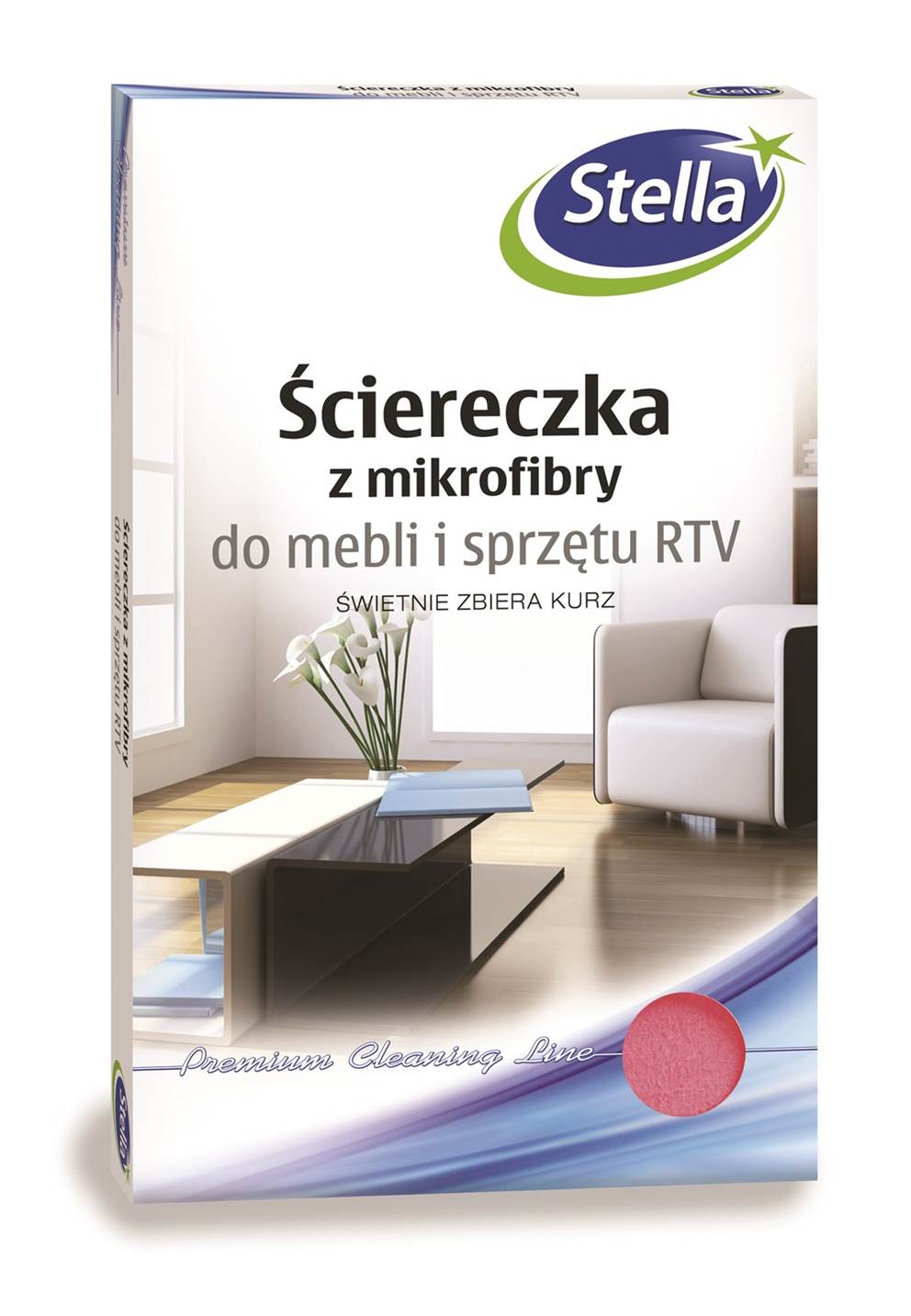 Ściereczka z mikrofibry STELLA, do mebli i sprzętu RTV, 1 szt., czerwony