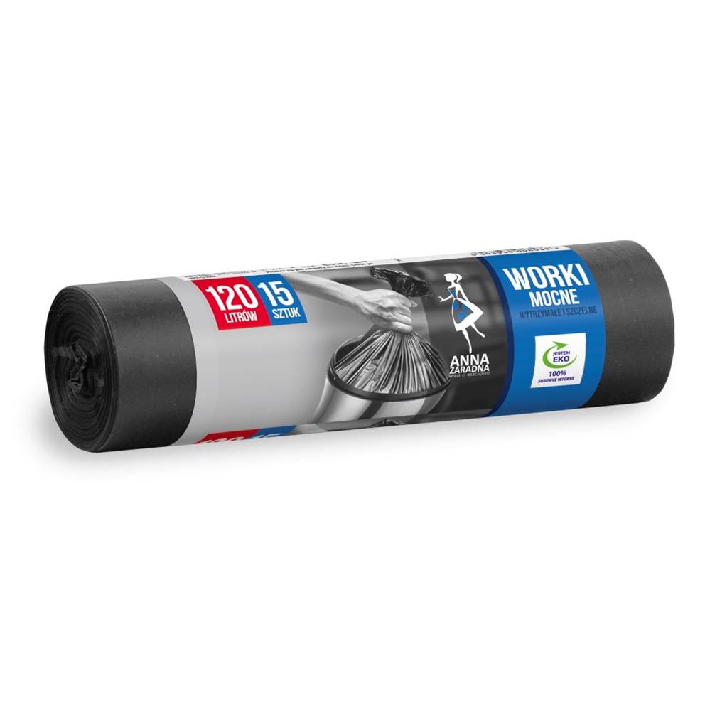 Worki na śmieci ANNA ZARADNA, mocne, 120 l, 15 szt., czarne