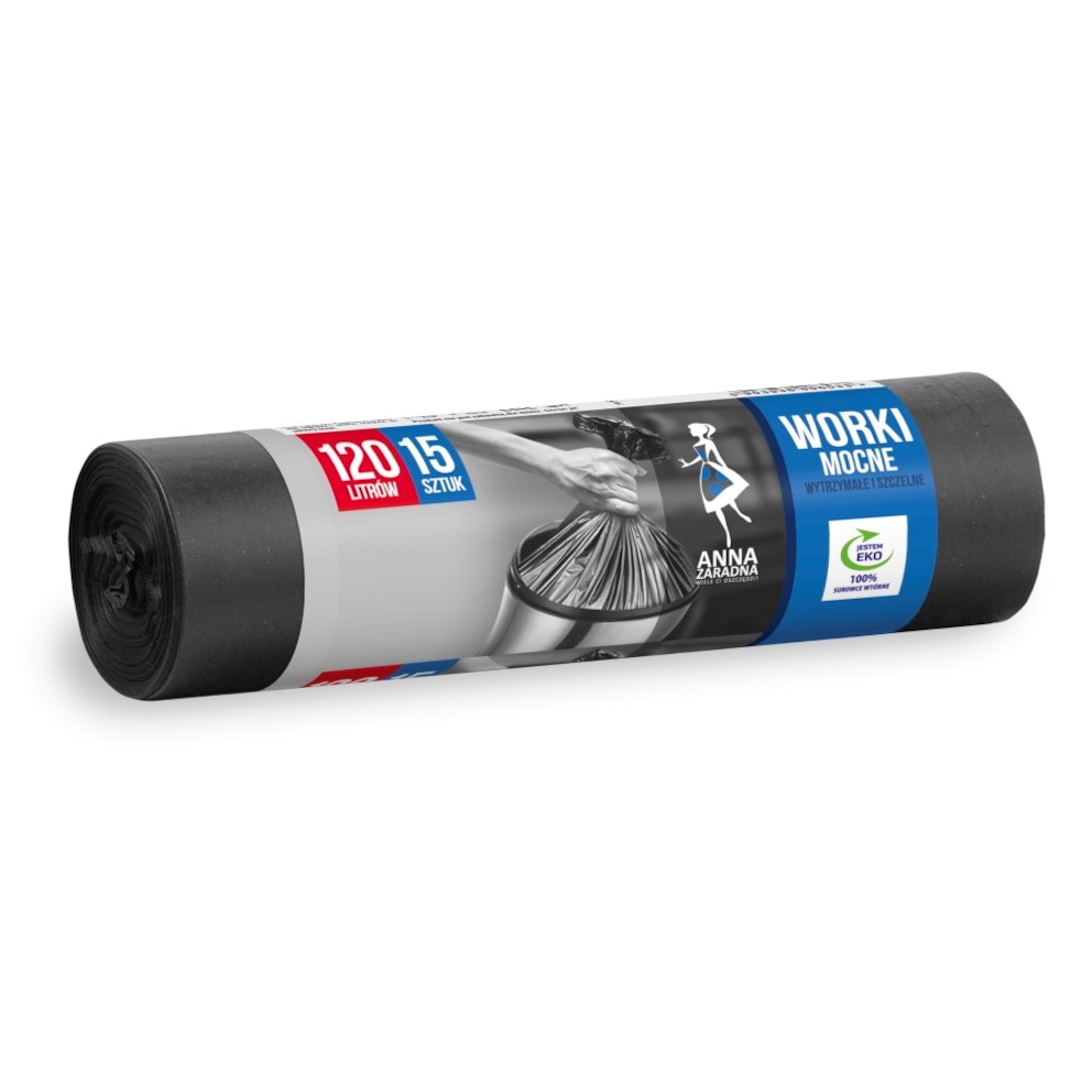 Worki na śmieci ANNA ZARADNA, mocne, 120 l, 15 szt., czarne