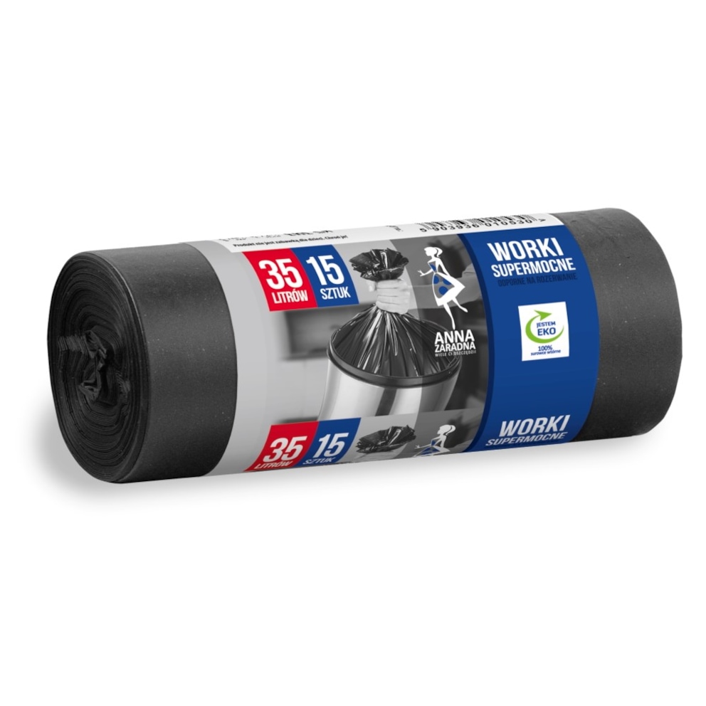 Worki na śmieci ANNA ZARADNA, supermocne, 35 l, 15 szt., czarny